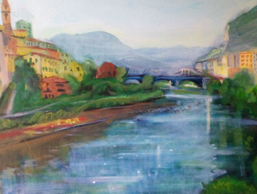 Painting titled "Val Roya dalla Pass…" by Sergio Carcereri, Original Artwork, Oil Mounted on Wood Stretcher frame