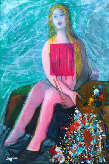 Pittura intitolato "Lucio Fontana ; Con…" da Sergio Carcereri, Opera d'arte originale, Olio