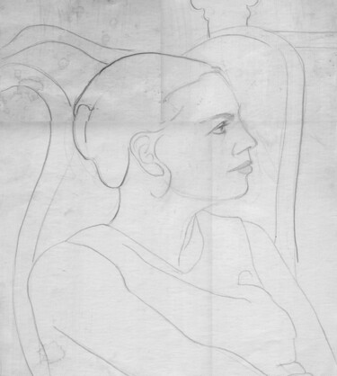 Disegno intitolato "ritratto di Sandra" da Sergio Carcereri, Opera d'arte originale, Matita