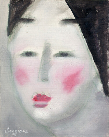 Pittura intitolato "Volti giapponesi 5" da Sergio Carcereri, Opera d'arte originale, Olio Montato su Altro pannello rigido