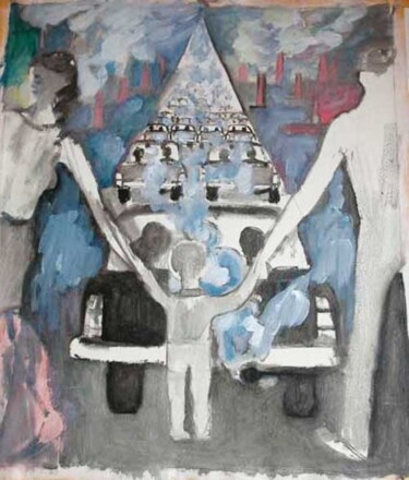 Pittura intitolato "Bozza per manifesto…" da Sergio Carcereri, Opera d'arte originale, Olio