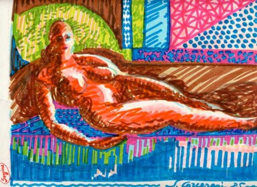 Pittura intitolato "Nudo sdraiato" da Sergio Carcereri, Opera d'arte originale, Altro