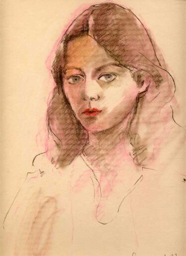 Disegno intitolato "Ritratto di ragazza" da Sergio Carcereri, Opera d'arte originale, Pastello