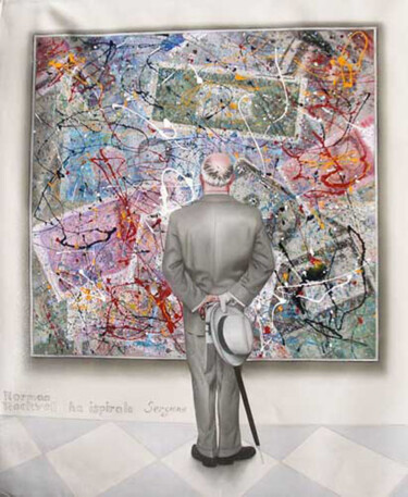 Картина под названием "Norman Rockwell ha…" - Sergio Carcereri, Подлинное произведение искусства, Масло