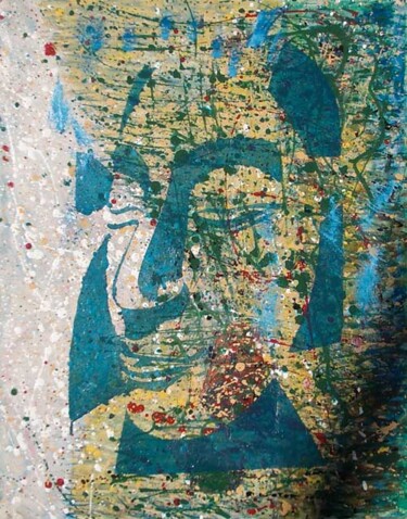 Pittura intitolato "MEDITANDO" da Sergio Carcereri, Opera d'arte originale, Olio Montato su Cartone