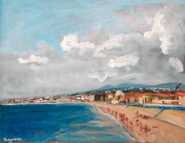 Pittura intitolato "Nice - La baie des…" da Sergio Carcereri, Opera d'arte originale, Olio Montato su Cartone