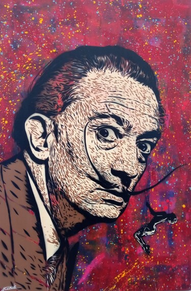 Malerei mit dem Titel "Swinging on Dali`s…" von Sérgio Clemente, Original-Kunstwerk, Acryl