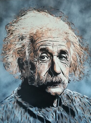 Pittura intitolato "Albert Einstein" da Sérgio Clemente, Opera d'arte originale, Acrilico