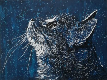 Pittura intitolato "Cat "Tareco"" da Sérgio Clemente, Opera d'arte originale, Acrilico