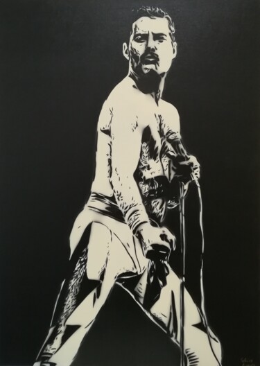 Painting titled "Freddie Mercury" by Sérgio Clemente, Original Artwork, Acrylic