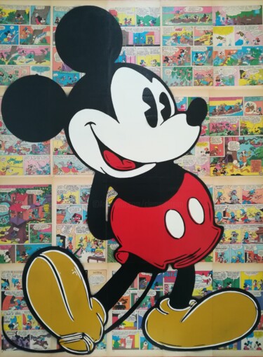 Painting titled "Mickey Mouse" by Sérgio Clemente, Original Artwork, Acrylic