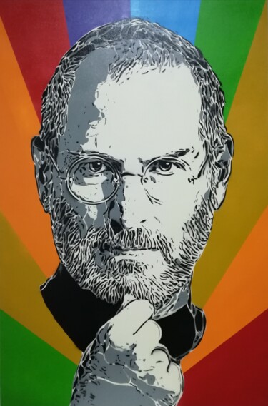 Painting titled "Steve Jobs" by Sérgio Clemente, Original Artwork, Acrylic
