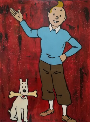 제목이 "Tintin & Milu"인 미술작품 Sérgio Clemente로, 원작, 아크릴