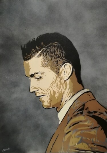 Картина под названием "Cristiano Ronaldo" - Sérgio Clemente, Подлинное произведение искусства, Акрил
