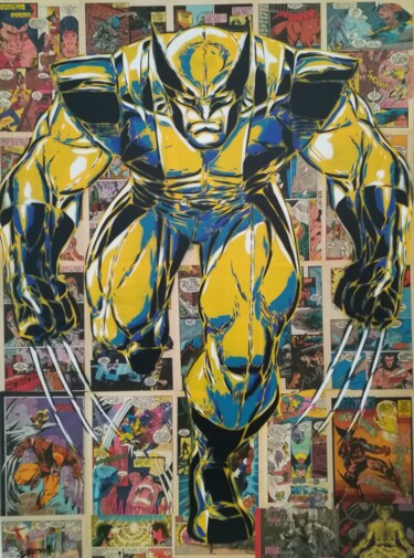 Painting titled "Wolverine" by Sérgio Clemente, Original Artwork, Acrylic Mounted on Wood Stretcher frame