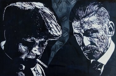 Schilderij getiteld "Peaky Blinders" door Sérgio Clemente, Origineel Kunstwerk, Acryl