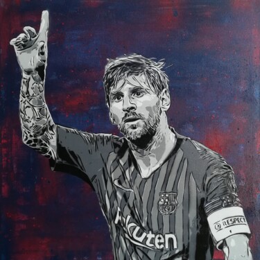 Malerei mit dem Titel "Messi" von Sérgio Clemente, Original-Kunstwerk, Acryl