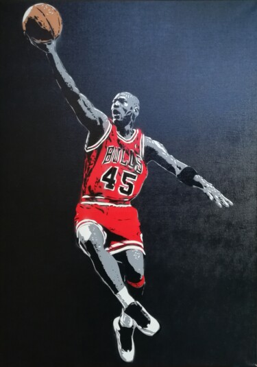 Peinture intitulée "Michael Jordan" par Sérgio Clemente, Œuvre d'art originale, Bombe aérosol