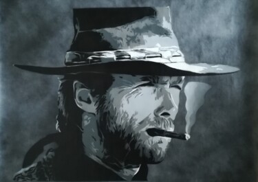 Pittura intitolato "Clint Eastwood Cowb…" da Sérgio Clemente, Opera d'arte originale, Acrilico