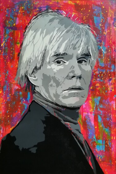 Malarstwo zatytułowany „Andy Warhol” autorstwa Sérgio Clemente, Oryginalna praca, Akryl