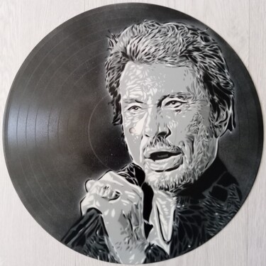 Painting titled "Johnny Hallyday" by Sérgio Clemente, Original Artwork, Spray paint