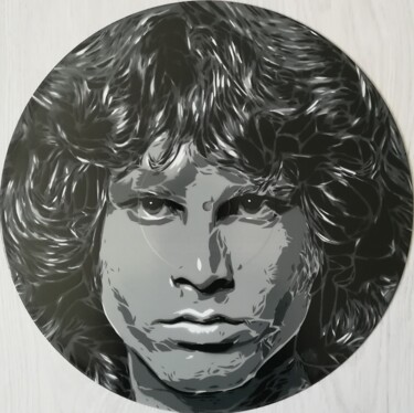 Painting titled "Jim Morrison "Stran…" by Sérgio Clemente, Original Artwork, Spray paint Mounted on Other rigid panel
