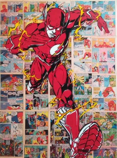 绘画 标题为“The Flash” 由Sérgio Clemente, 原创艺术品, 丙烯 安装在木质担架架上
