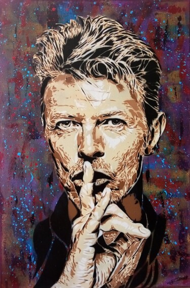 Painting titled "David Bowie Shut Yo…" by Sérgio Clemente, Original Artwork, Acrylic