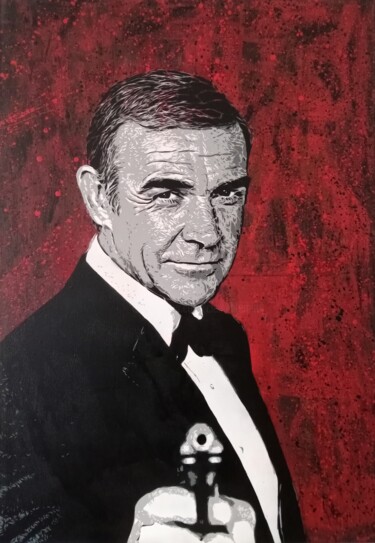 Painting titled "Sir Sean Connery" by Sérgio Clemente, Original Artwork, Acrylic