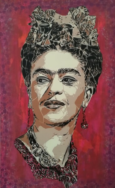 Painting titled "Frida" by Sérgio Clemente, Original Artwork, Acrylic