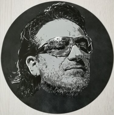 Painting titled "Bono" by Sérgio Clemente, Original Artwork, Acrylic