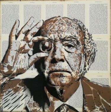 Картина под названием "José Saramago" - Sérgio Clemente, Подлинное произведение искусства, Акрил Установлен на Деревянная ра…