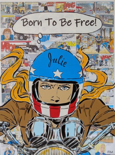 Pintura intitulada "Julie Wood "Born To…" por Sérgio Clemente, Obras de arte originais, Acrílico Montado em Armação em madei…