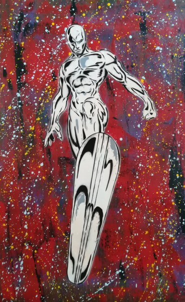 Painting titled "Silver Surfer" by Sérgio Clemente, Original Artwork, Acrylic