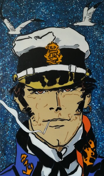 Painting titled "Corto Maltese" by Sérgio Clemente, Original Artwork, Acrylic