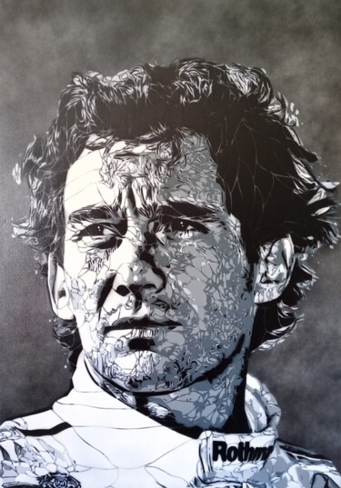 Peinture intitulée "Ayrton Senna F1" par Sérgio Clemente, Œuvre d'art originale, Acrylique