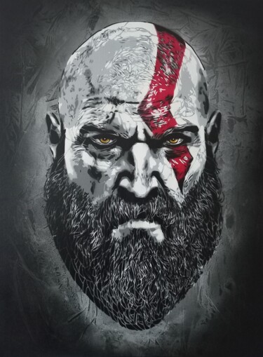 Painting titled "Kratos" by Sérgio Clemente, Original Artwork, Spray paint