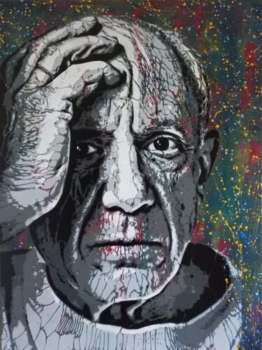 Painting titled "Picasso" by Sérgio Clemente, Original Artwork, Acrylic