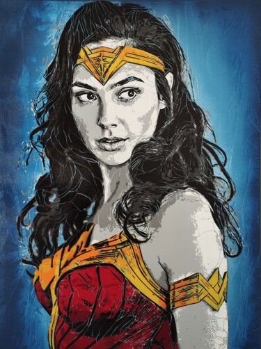 Pintura intitulada "Wonder Woman" por Sérgio Clemente, Obras de arte originais, Acrílico