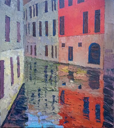 Картина под названием "River street" - Sergio Kovalov, Подлинное произведение искусства, Масло