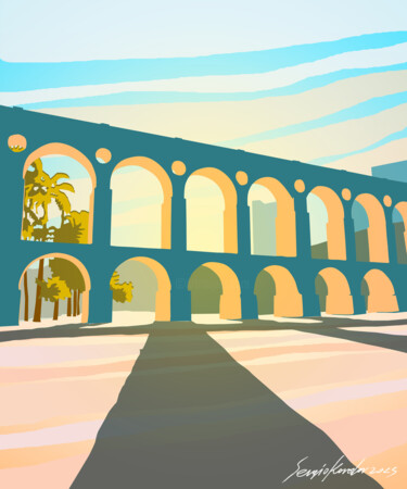 Arte digitale intitolato "Lapa viaduct." da Sergio Kovalov, Opera d'arte originale, Lavoro digitale 2D
