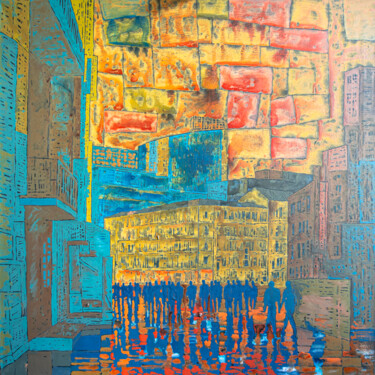 Malerei mit dem Titel "Urban Grid, Kyiv" von Sergio Kovalov, Original-Kunstwerk, Acryl