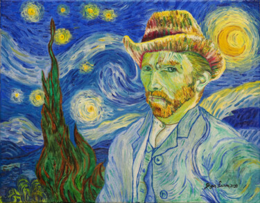 Malerei mit dem Titel "Vincent medley" von Sergio Lanna (Sir Joe), Original-Kunstwerk, Öl Auf Keilrahmen aus Holz montiert