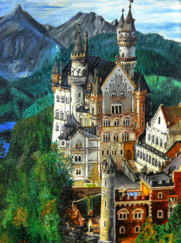 Painting titled "Baviera" by Sergio Lanna (Sir Joe), Original Artwork, Oil Mounted on Wood Stretcher frame