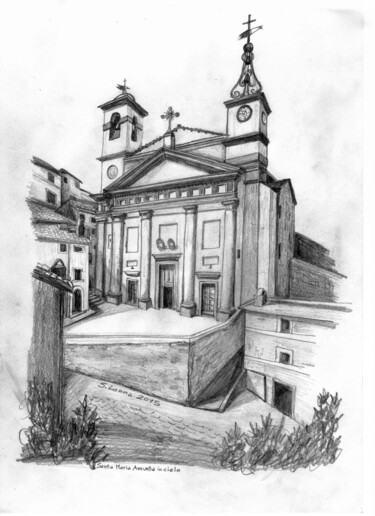 Pintura intitulada "Chiesa Maria Assunt…" por Sergio Lanna (Sir Joe), Obras de arte originais, Marcador