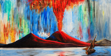 Pittura intitolato "O' Vesuvio" da Sergio Lanna (Sir Joe), Opera d'arte originale, Olio