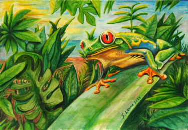 Peinture intitulée "Froggy" par Sergio Lanna (Sir Joe), Œuvre d'art originale, Aquarelle
