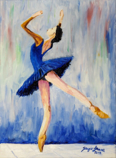 Painting titled "Tiny dancer" by Sergio Lanna (Sir Joe), Original Artwork, Oil Mounted on Wood Stretcher frame