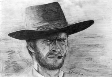 Peinture intitulée "Clint, "The good"" par Sergio Lanna (Sir Joe), Œuvre d'art originale, Crayon