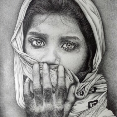 Rysunek zatytułowany „Iraniana” autorstwa Sergio Macedo Cardoso, Oryginalna praca, Ołówek